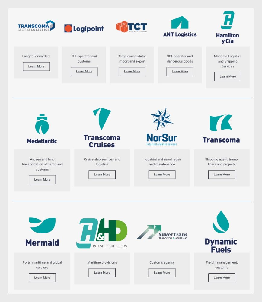 Image of the different brands that make up the Transcoma Group.