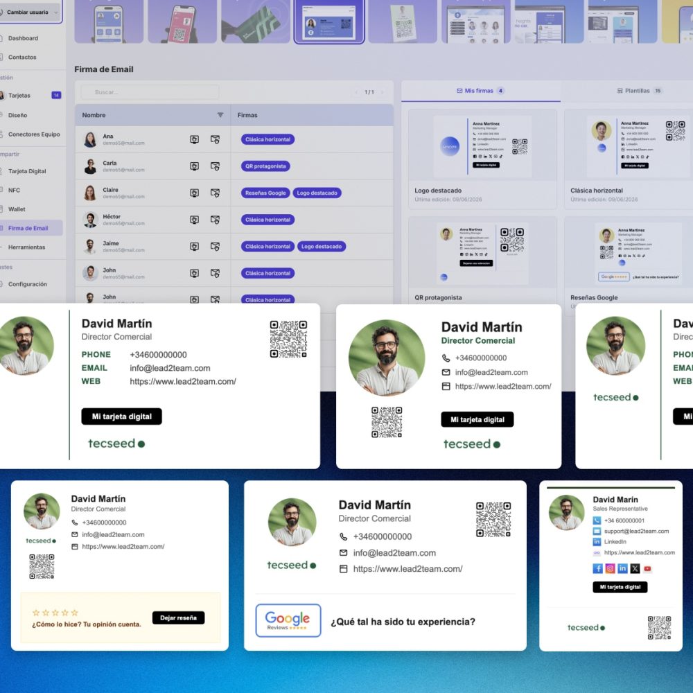 Lead2Team management portal, a module for generating corporate email signatures.