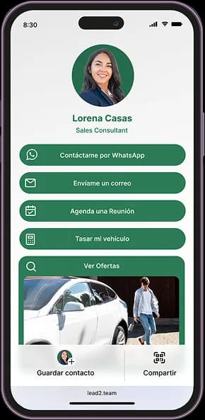Digital business card for the automotive sector