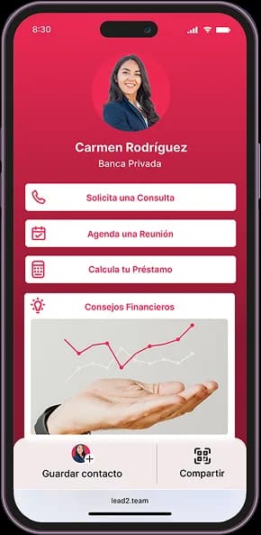 Digital business card for the banking sector