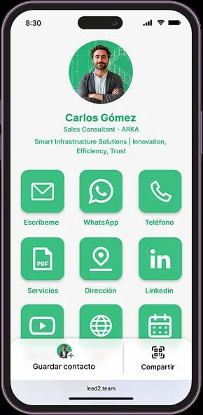 Digital business card for the construction sector