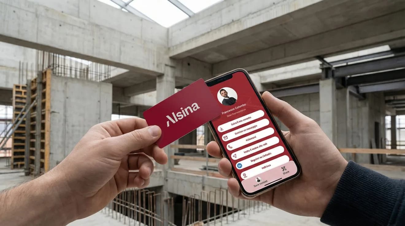 Alsina NFC card and digital card on a building site