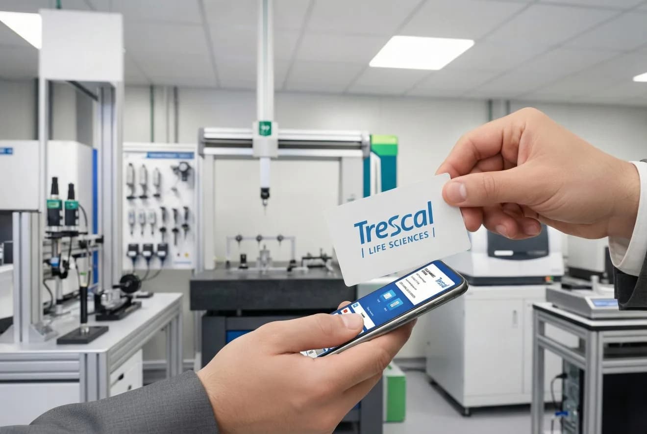 Trescal NFC card tapped on a phone