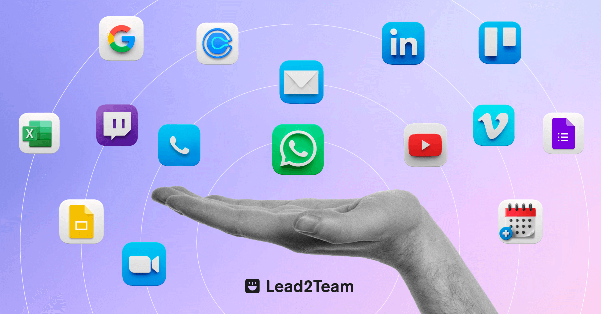 icons of the different communication channels that can be displayed on the digital card