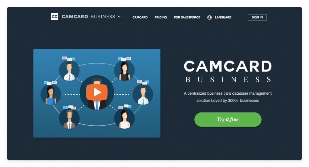 CAMCARD platform homepage image
